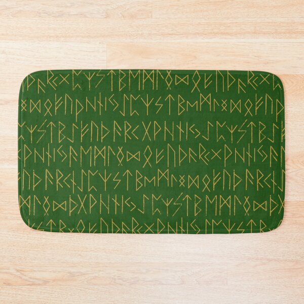 Item preview, Elder Futhark Norse Runes Pattern - Green and Gold designed and sold by AllRyeTea.