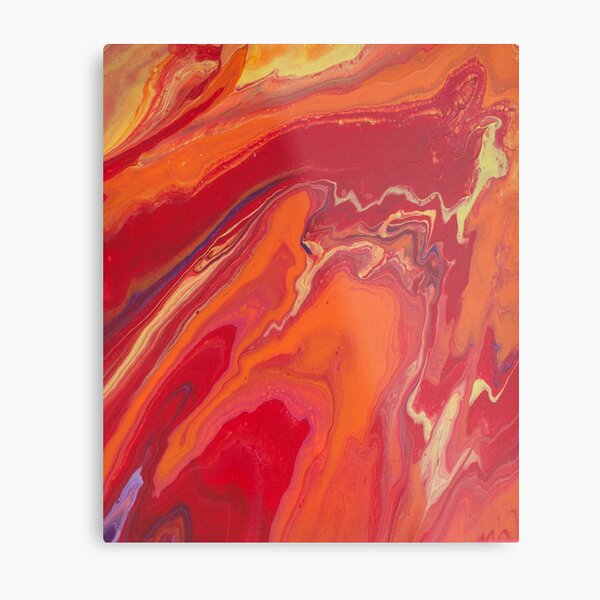 Sunset Geode Acrylic Painting Metal Print