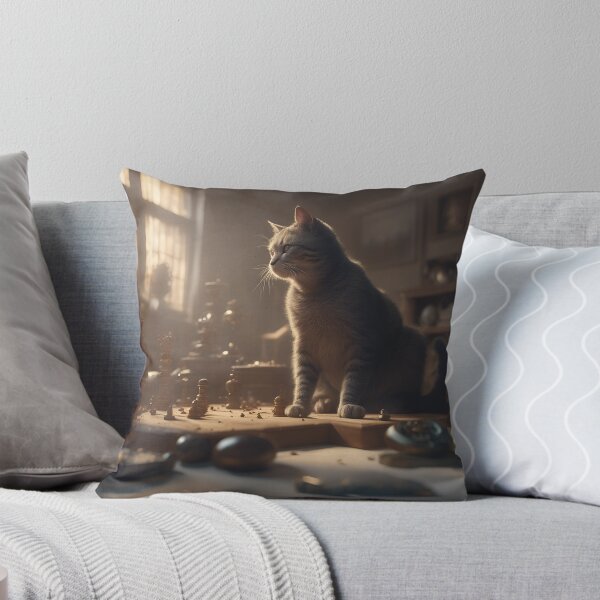 Item preview, The cat is playing a chess designed and sold by Vanicaa.