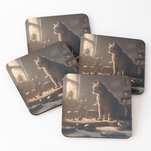 Item preview, The cat is playing a chess designed and sold by Vanicaa.