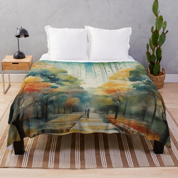 Item preview, Watercolor of Autumn Treelined Path designed and sold by DigiDesignArt.