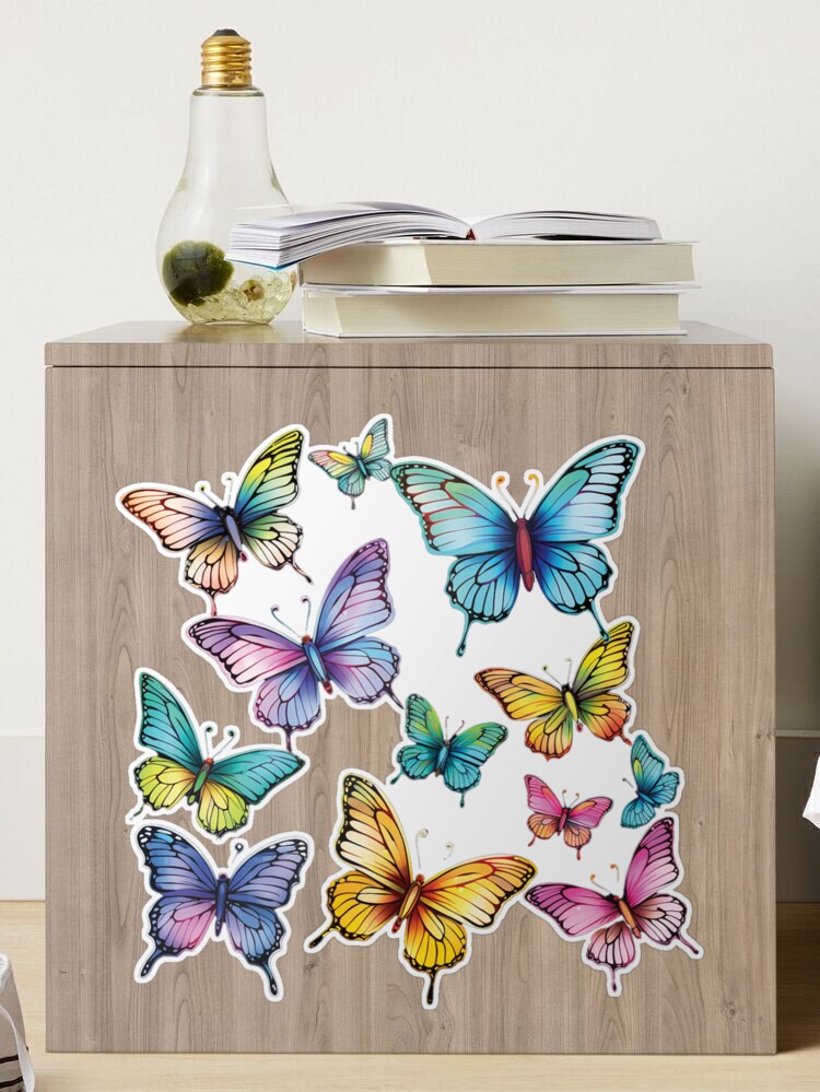 Crafts Stickers Sticko Puffy Butterflies Butterfly Pastel Colors Detailed  Flower