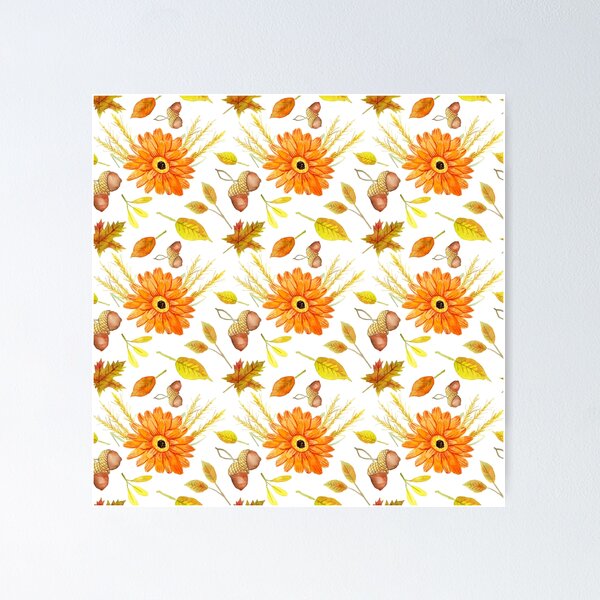 Aperçu de l'œuvre Marguerite et feuilles de Gerbera orange d'automne créée et vendue par Christina Wedberg.