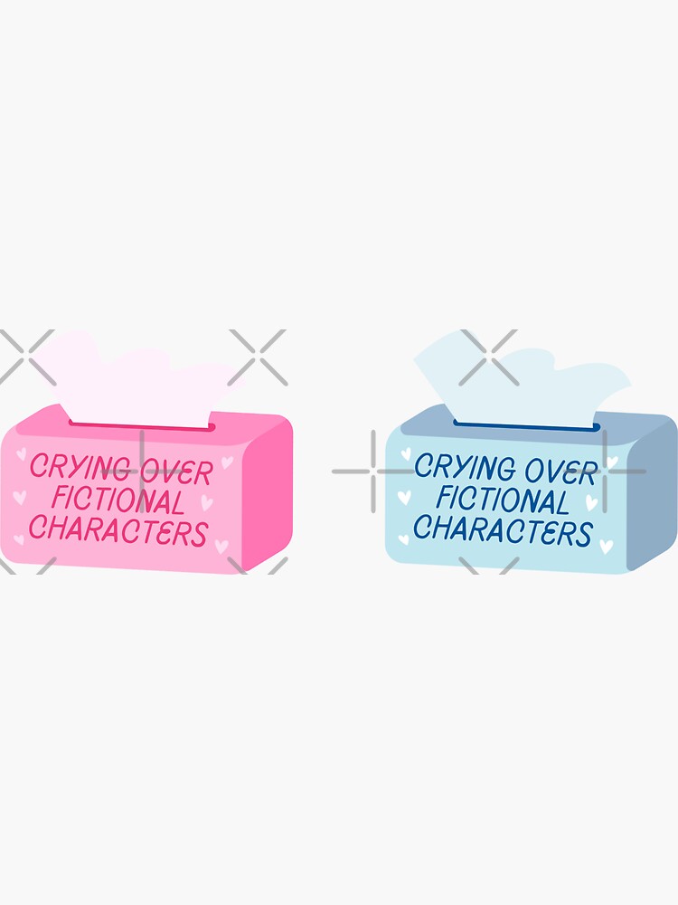 Thumbnail 3 von 3, Sticker, crying over fictional characters pink and blue tissue box pack designt und verkauft von catdiasart.