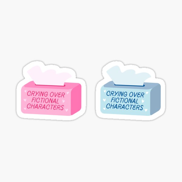 Item preview, crying over fictional characters pink and blue tissue box pack  designed and sold by catdiasart.