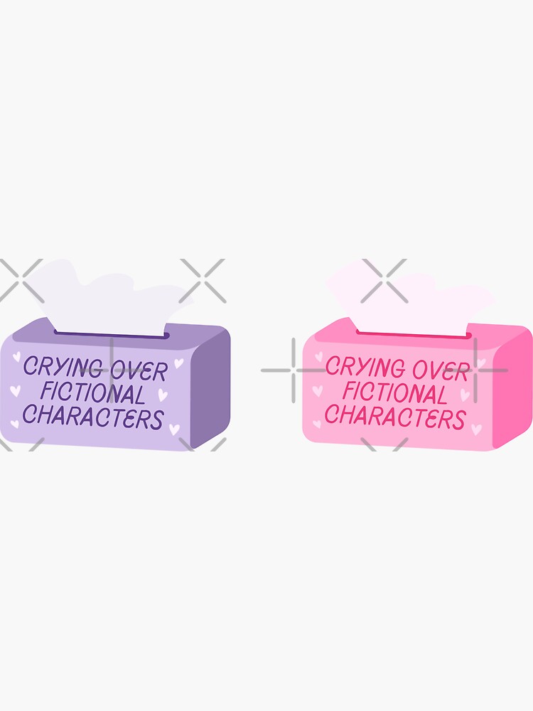 Thumbnail 3 von 3, Sticker, crying over fictional characters pink and purple tissue box pack designt und verkauft von catdiasart.
