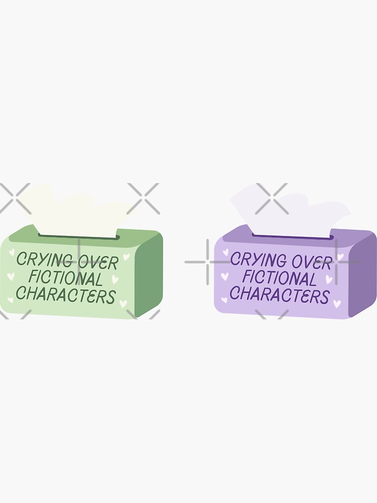 Thumbnail 3 von 3, Sticker, crying over fictional characters green and purple tissue box pack designt und verkauft von catdiasart.