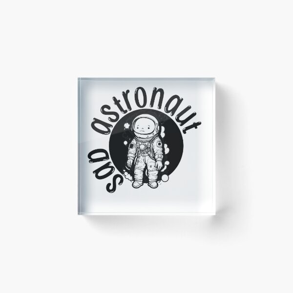 Item preview, sad astronaut kid black white graphic illustration design designed and sold by ironpalette.