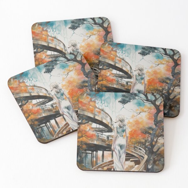 Item preview, Lady on the Stairs Autumn Fall Trees designed and sold by DigiDesignArt.