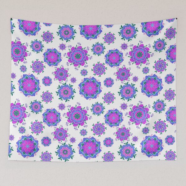 Item preview, Bright Pink and purple floral mandalas on a white background. designed and sold by cracked-palette.