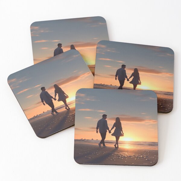 Item preview, Couple walking at sunset on the beach. designed and sold by LoLoCreation82.