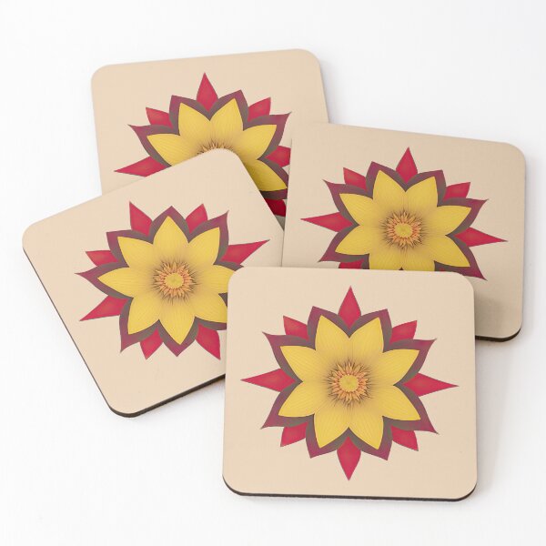 Item preview, Yellow and Red Geometric Flower 02 designed and sold by designs-by-ann.