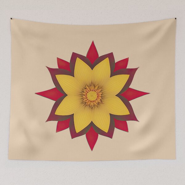Item preview, Yellow and Red Geometric Flower 02 designed and sold by designs-by-ann.