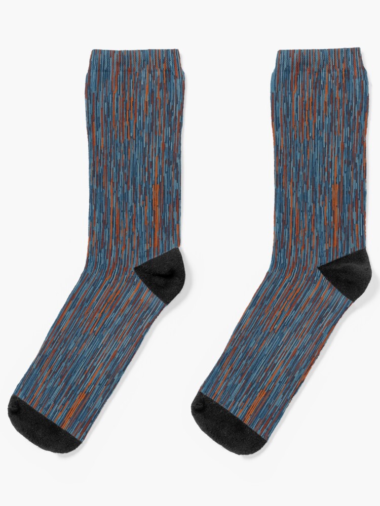 Socks, Abstract Blue, Orange & Red Lines designed and sold by DJALCHEMY