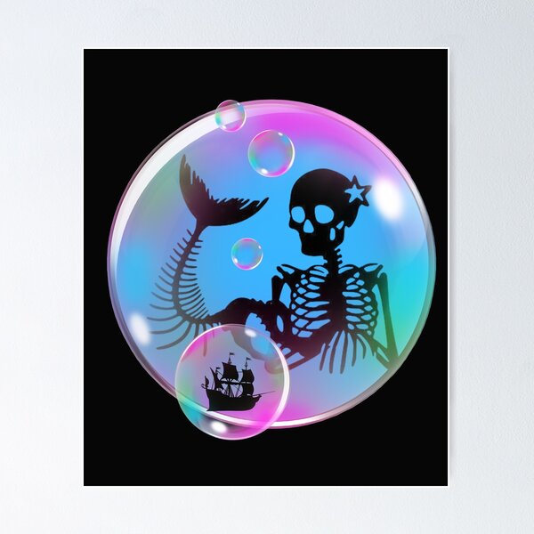 Item preview, Mermaid Skeleton Gazing At Pirate Ship designed and sold by CypressJunction.