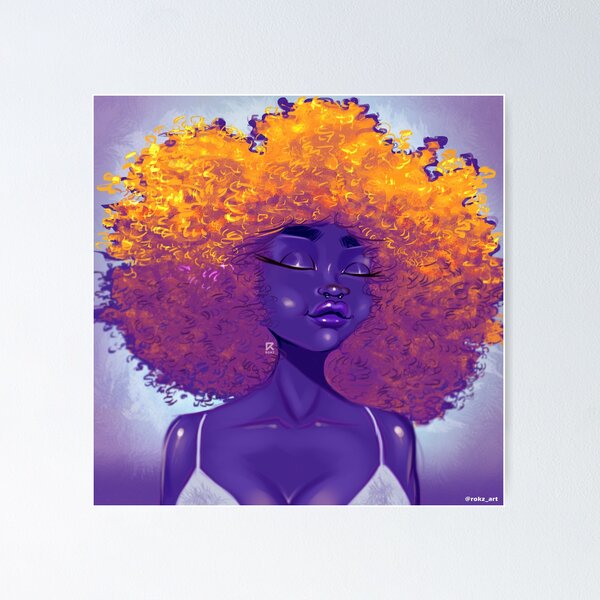 Item preview, Purple Girl with Golden Afro designed and sold by ROKZARTT.
