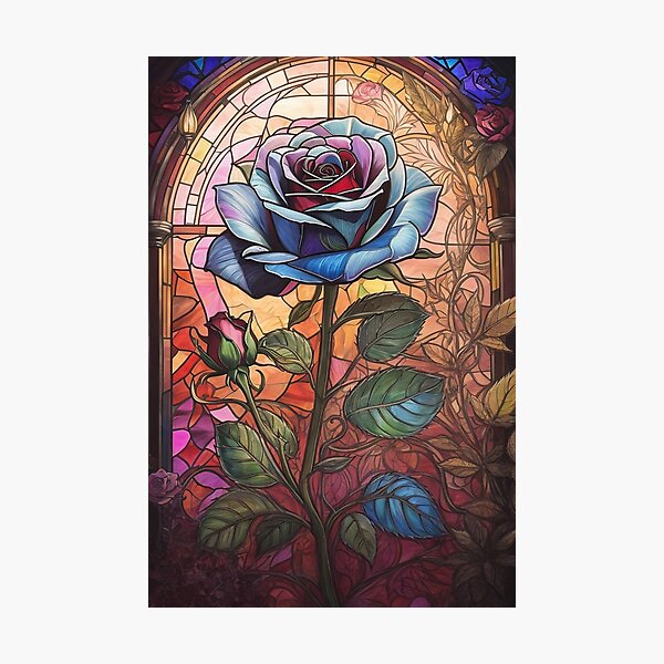 Item preview, Stained Glass Rose Art Enchanted Rose designed and sold by druidwolfart.