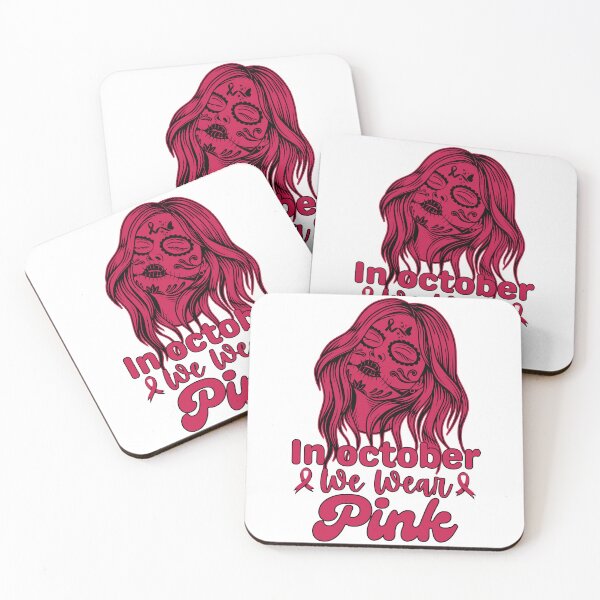 Item preview, In October We Wear Pink Sugar Skull Halloween Breast Cancer designed and sold by Thevulcano.