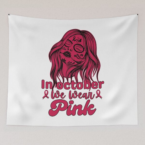 Item preview, In October We Wear Pink Sugar Skull Halloween Breast Cancer designed and sold by Thevulcano.