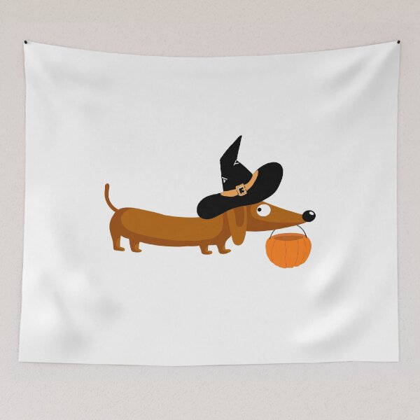Item preview, Dachshund Halloween Witch designed and sold by OscarAndOphelia.