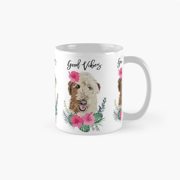 Artikelvorschau, Doodle Dog Good Vibes mit rosa Hibiskusblüte entworfen und verkauft von HotPinkStudio.