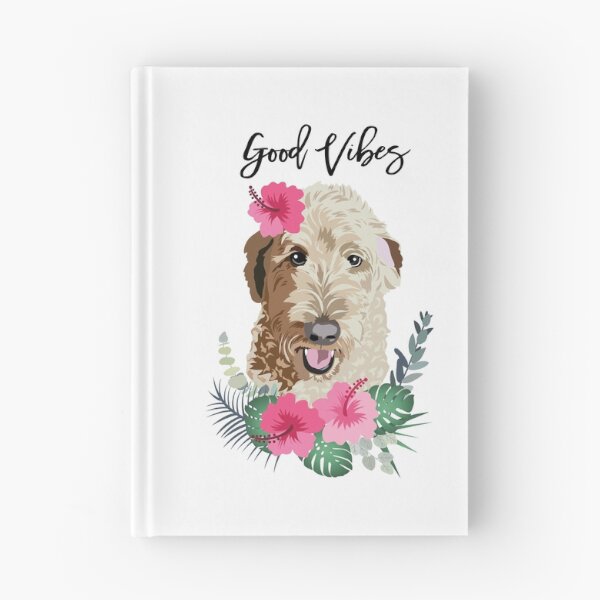 Item preview, Doodle Dog Good Vibes with Pink Hibiscus flower designed and sold by HotPinkStudio.