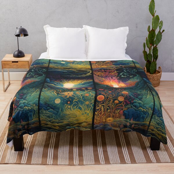 Item preview, **Dreamscape** - A surreal and colorful digital art of a split landscape with contrasting trees and celestial bodies. designed and sold by alaa-mously.
