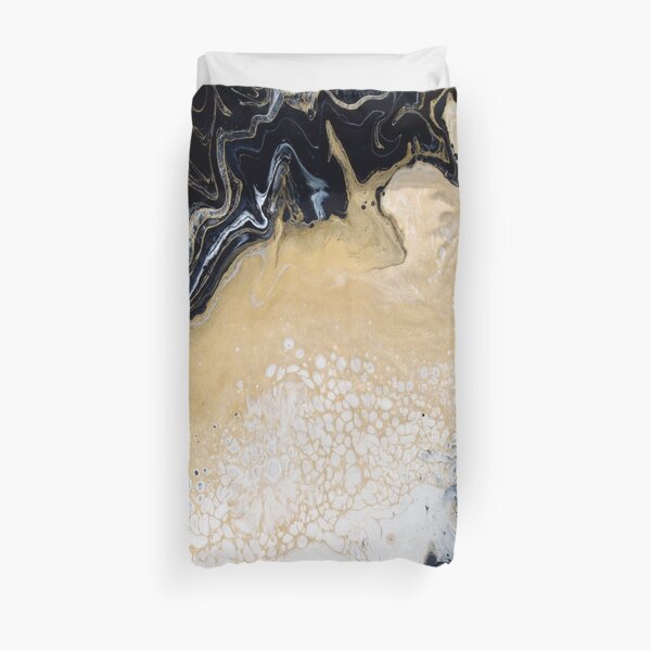 Black Gold Acrylic Pour Duvet Cover