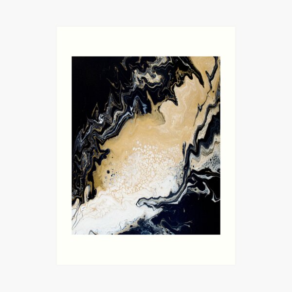 Black Gold Acrylic Pour Art Print