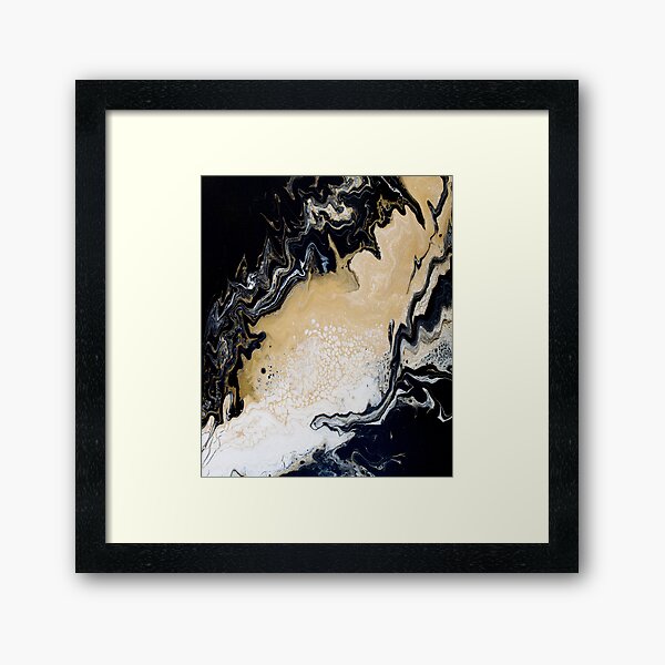 Black Gold Acrylic Pour Framed Art Print