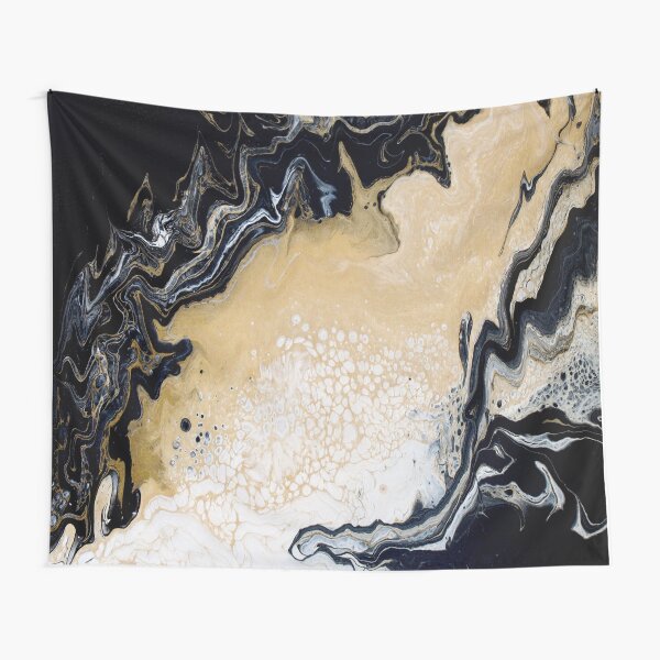 Black Gold Acrylic Pour Tapestry