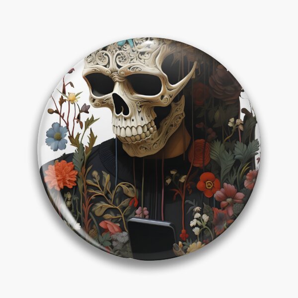 Item preview, Floral Botanical Skeleton Looking at his Phone designed and sold by Urban  Charms.