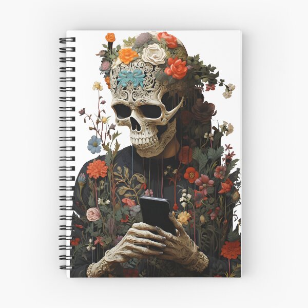 Item preview, Floral Botanical Skeleton Looking at his Phone designed and sold by Urban  Charms.