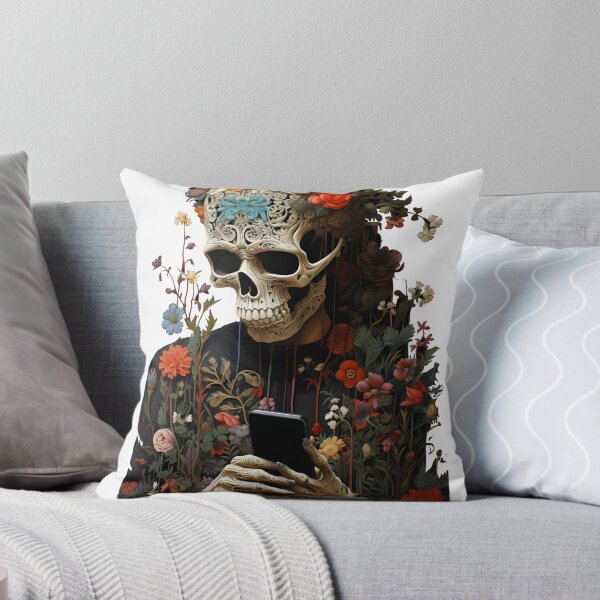Item preview, Floral Botanical Skeleton Looking at his Phone designed and sold by Urban  Charms.