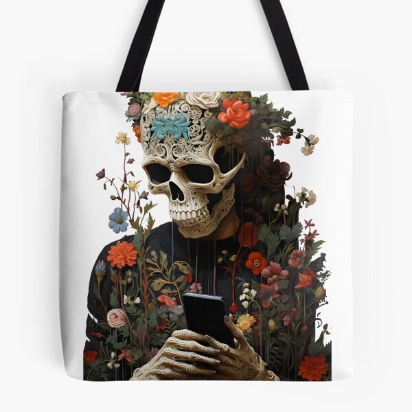 Item preview, Floral Botanical Skeleton Looking at his Phone designed and sold by Urban  Charms.