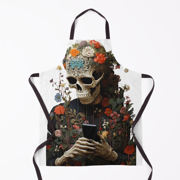 Item preview, Floral Botanical Skeleton Looking at his Phone designed and sold by Urban Charms.