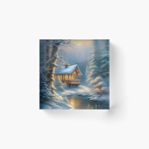 Item preview, Cabin by the lake in Winter designed and sold by MixinMadness.