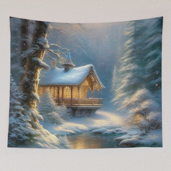 Item preview, Cabin by the lake in Winter designed and sold by MixinMadness.