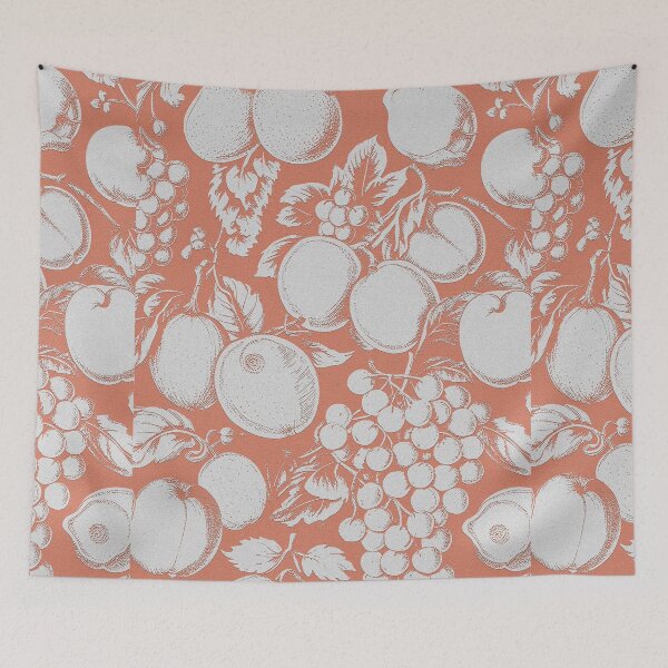 Item preview, fruits retro vintage fabric pattern graphic illustration design designed and sold by ironpalette.