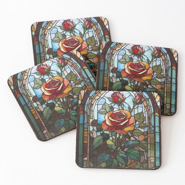 Item preview, Stained Glass Rose Art Enchanted Rose designed and sold by druidwolfart.
