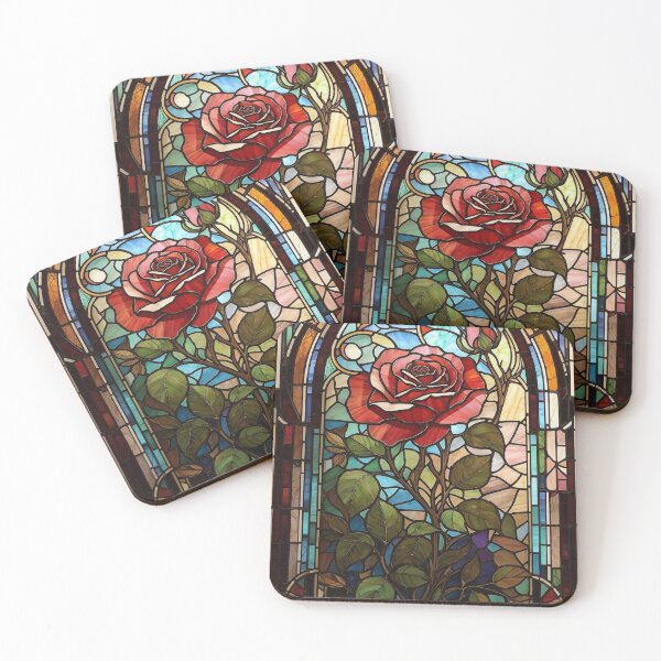 Item preview, Stained Glass Rose Art Enchanted Rose designed and sold by druidwolfart.