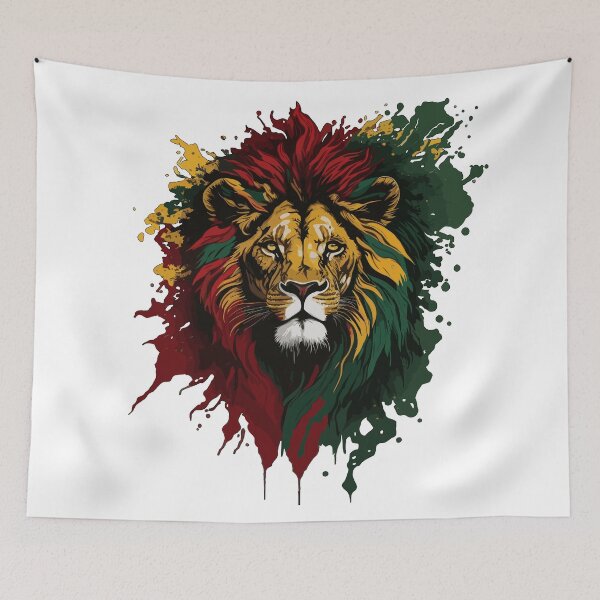 Item preview, Rasta Lion Inkblot designed and sold by reggaeartgifts.