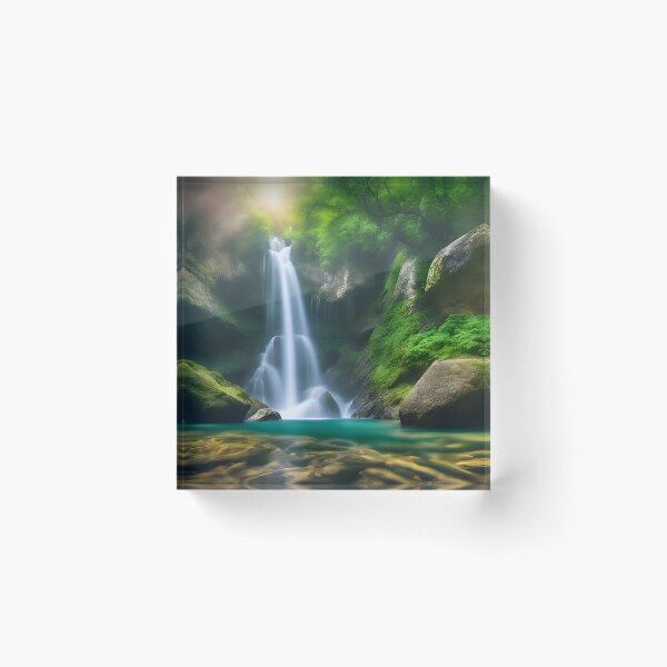 Item preview, Sunlit Waterfall Amidst Verdant Beauty designed and sold by D-Dreamweaver.