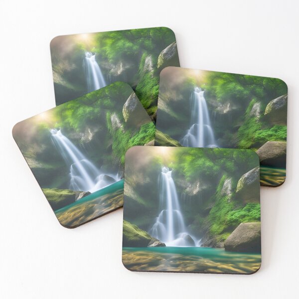 Item preview, Sunlit Waterfall Amidst Verdant Beauty designed and sold by D-Dreamweaver.