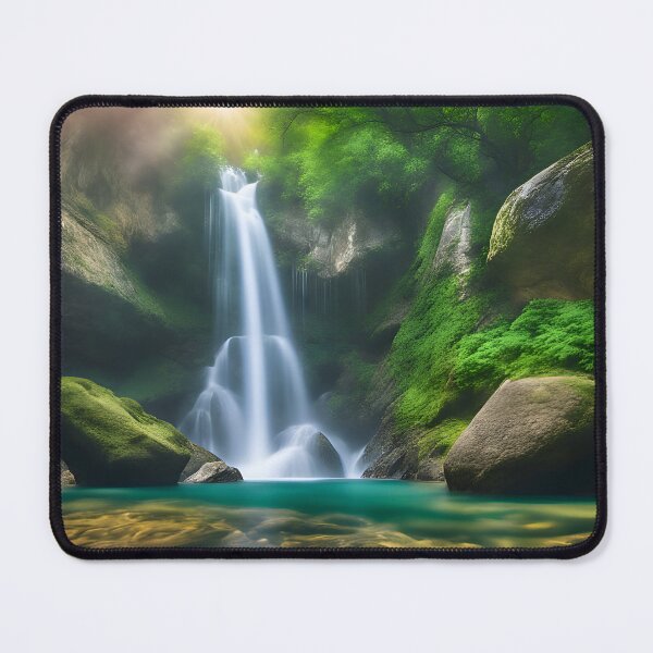 Item preview, Sunlit Waterfall Amidst Verdant Beauty designed and sold by D-Dreamweaver.