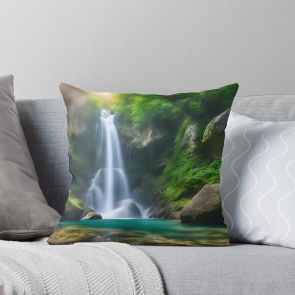 Item preview, Sunlit Waterfall Amidst Verdant Beauty designed and sold by D-Dreamweaver.