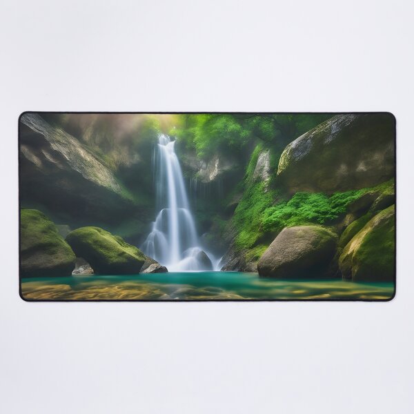 Item preview, Sunlit Waterfall Amidst Verdant Beauty designed and sold by D-Dreamweaver.