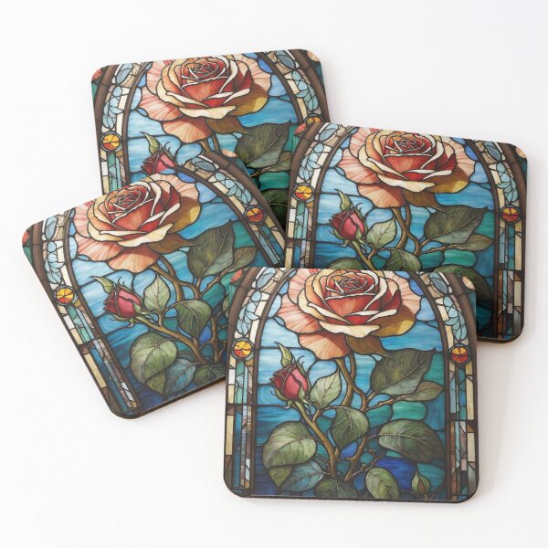 Item preview, Stained Glass Rose Art Enchanted Rose designed and sold by druidwolfart.