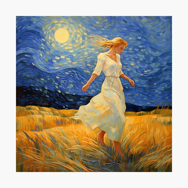 Item preview, Beautiful woman modern art night Canva designed and sold by abundancevibes.