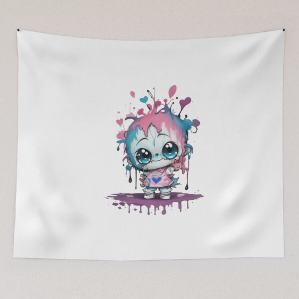 Item preview, Cute Splash Paint Vector Sticker - Adorable Monster with Pink and Blue Paint Splatters" designed and sold by Gigglyvibes.